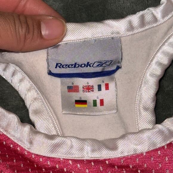 Vintage Reebok Youth Girl's Size Small Pink/White Jersey Lined Y2K 90s Shirt - Picture 3 of 8
